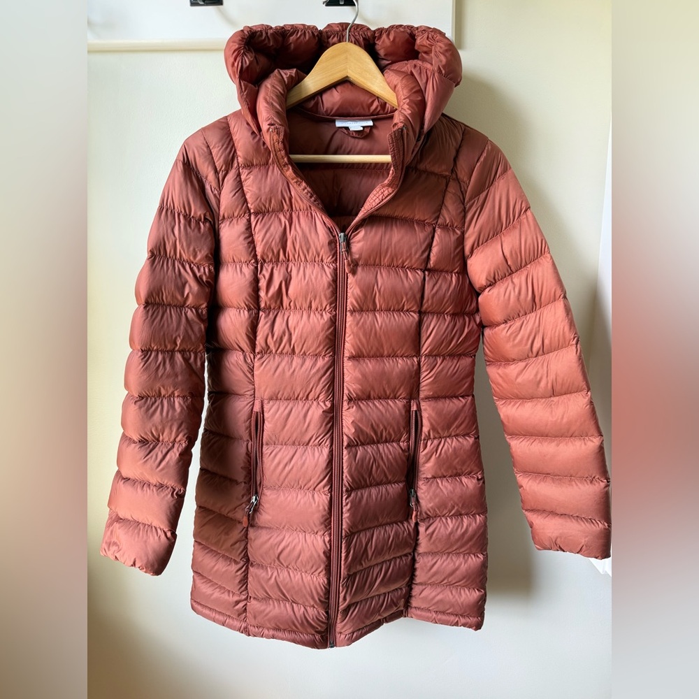 CHARTER CLUB Hooded Down Puffer Coat Jacket Long Cozy Winter Warm‎ Packable S